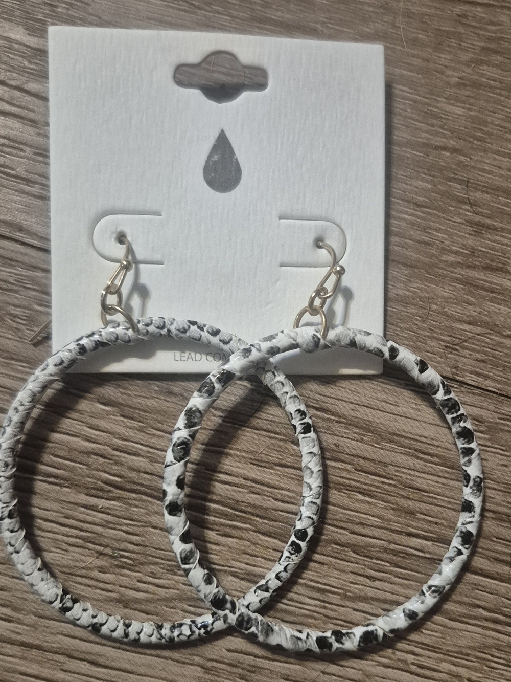 White & Black Leopard Hoop Earrings